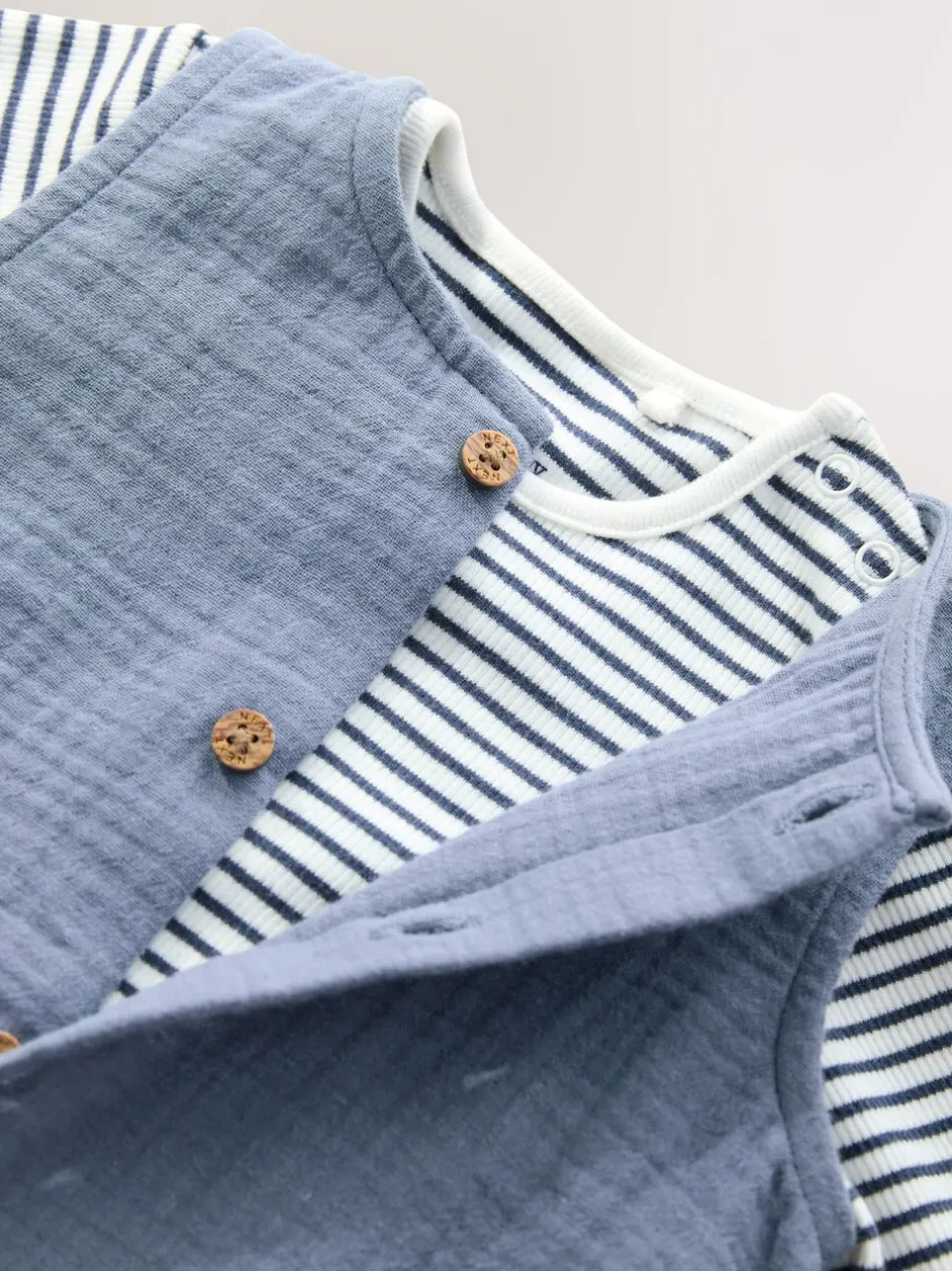 Rompertjes En Tuinbroeken|Next - Babyset van tuinbroek en rompertje (0 mnd-2 jr) Blauw