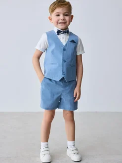 Gelegenheidskleding|Kostuums En Herenvesten*Baker by Ted Baker - set van overhemd, gilet en short Blauw