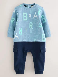 Rompertjes En Tuinbroeken*Baker by Ted Baker - All Over Print Long Sleeve Romper Blauw