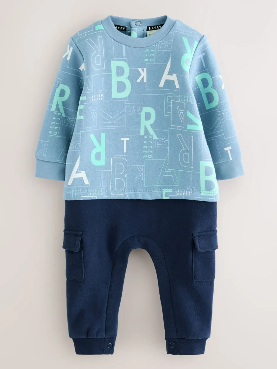Rompertjes En Tuinbroeken*Baker by Ted Baker - All Over Print Long Sleeve Romper Blauw