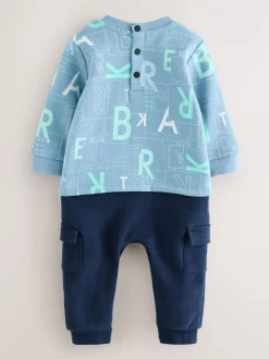 Rompertjes En Tuinbroeken*Baker by Ted Baker - All Over Print Long Sleeve Romper Blauw