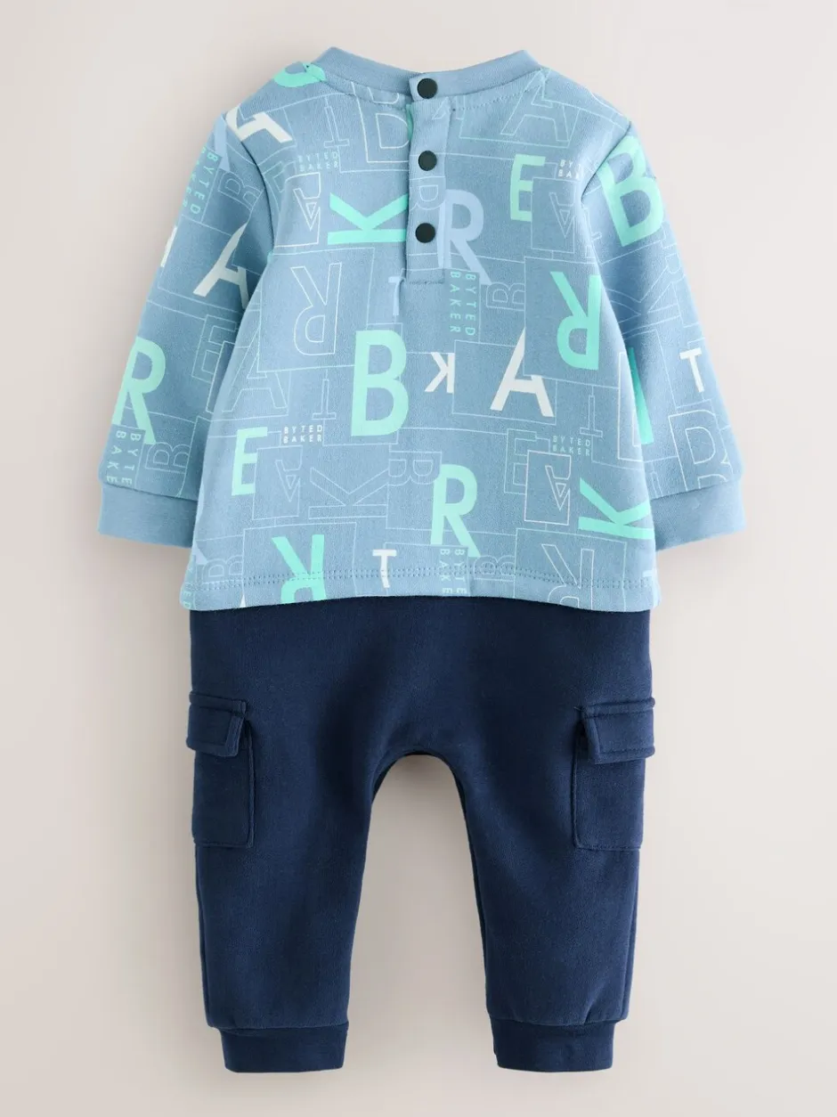 Rompertjes En Tuinbroeken*Baker by Ted Baker - All Over Print Long Sleeve Romper Blauw