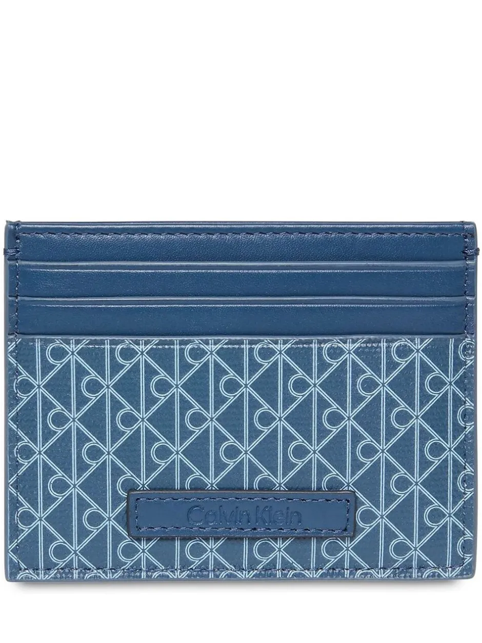 Portemonnees|Calvin Klein - Allover Monogram Logo Card Holder Blauw