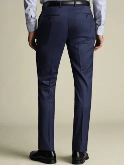 Formele Broek|Charles Tyrwhitt - Slim Fit Sharkskin Trousers Blauw