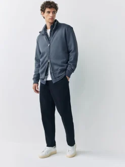 Sweaters En Hoody´S|Sweaters En Hoody´S*Next - Cotton Rich Jersey Full Zip Funnel Neck Sweatshirt Blauw