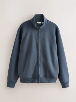 Sweaters En Hoody´S|Sweaters En Hoody´S*Next - Cotton Rich Jersey Full Zip Funnel Neck Sweatshirt Blauw