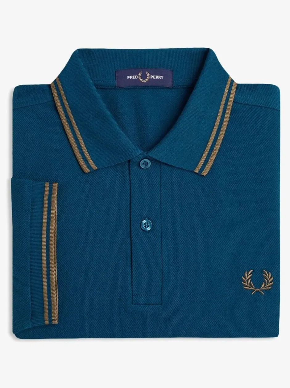 Poloshirts*Fred Perry Blauw - polo met tweekleurig gestreept randje