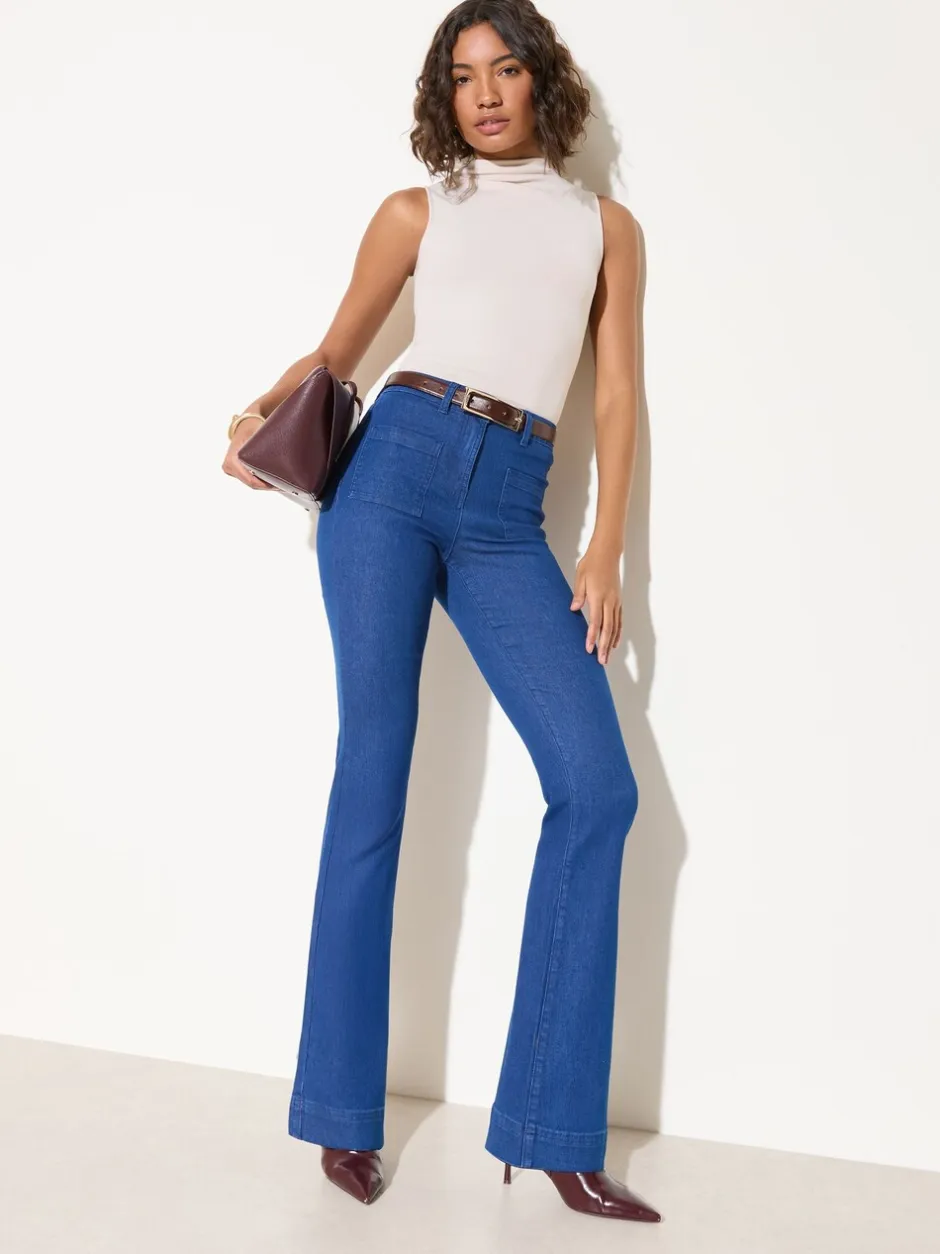 Jeans*Friends Like These Blauw - jeans met zakken, hoge taille en uitlopende pijpen