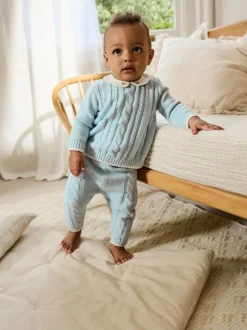 Truien En Breisels|Sets En Outfits|Next - Gebreide trui en leggings babyset (0mnd-3jr) Blauw