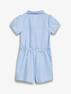 Jumpsuits En Playsuits*Next - Geruit schoolspeelpakje met rits aan de voorzijde en hoog aandeel katoen (3 - 14 jr) Blauw