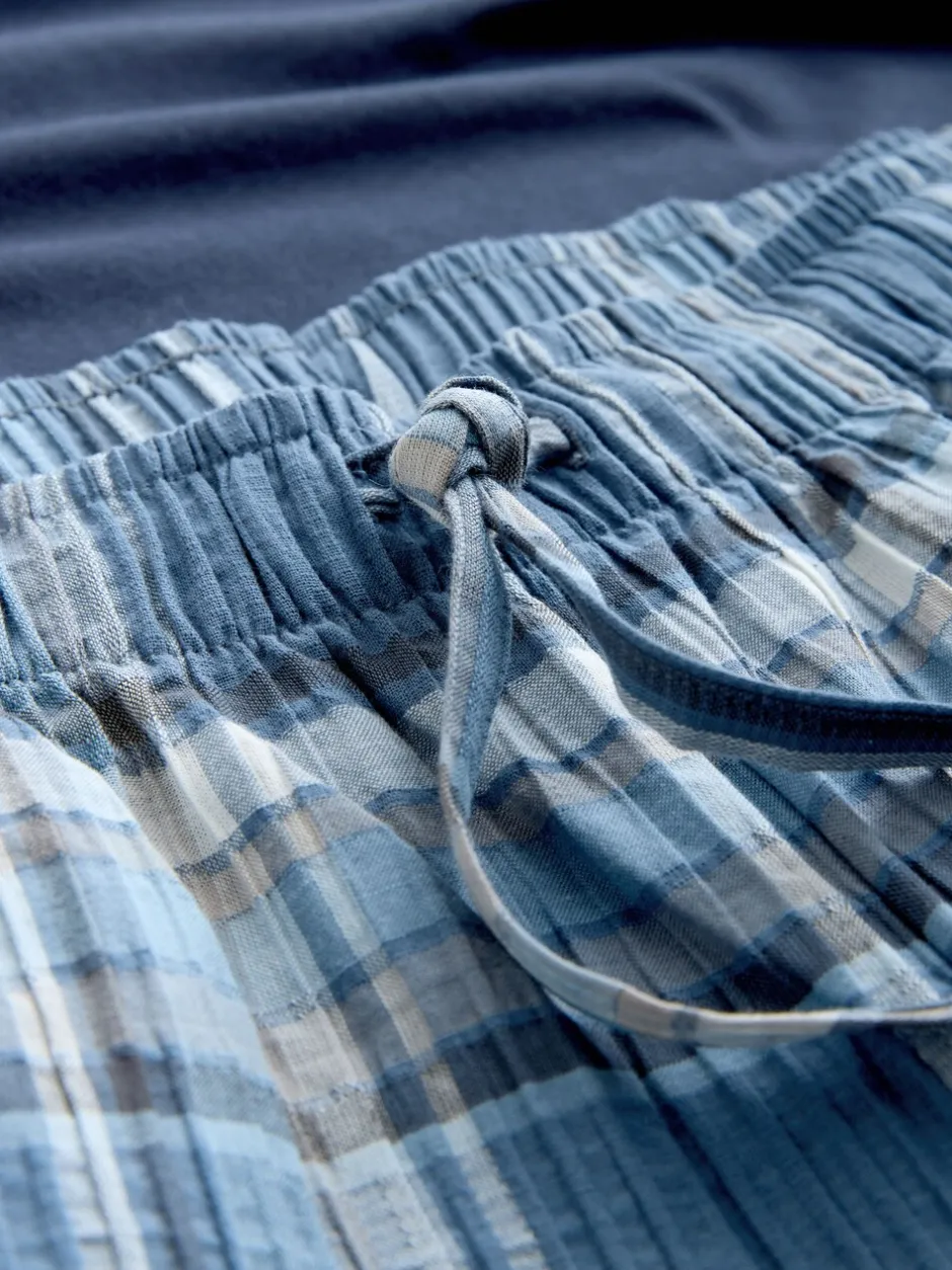 Pyjama's*Next Blauw - Geruite pyjama met korte mouwen