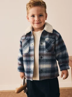 Jassen, Jacks En Kinderwagenpakjes|Jassen En Jacks*Next - Geruite shacket met borgvoering (3mnd -7jr) Blauw