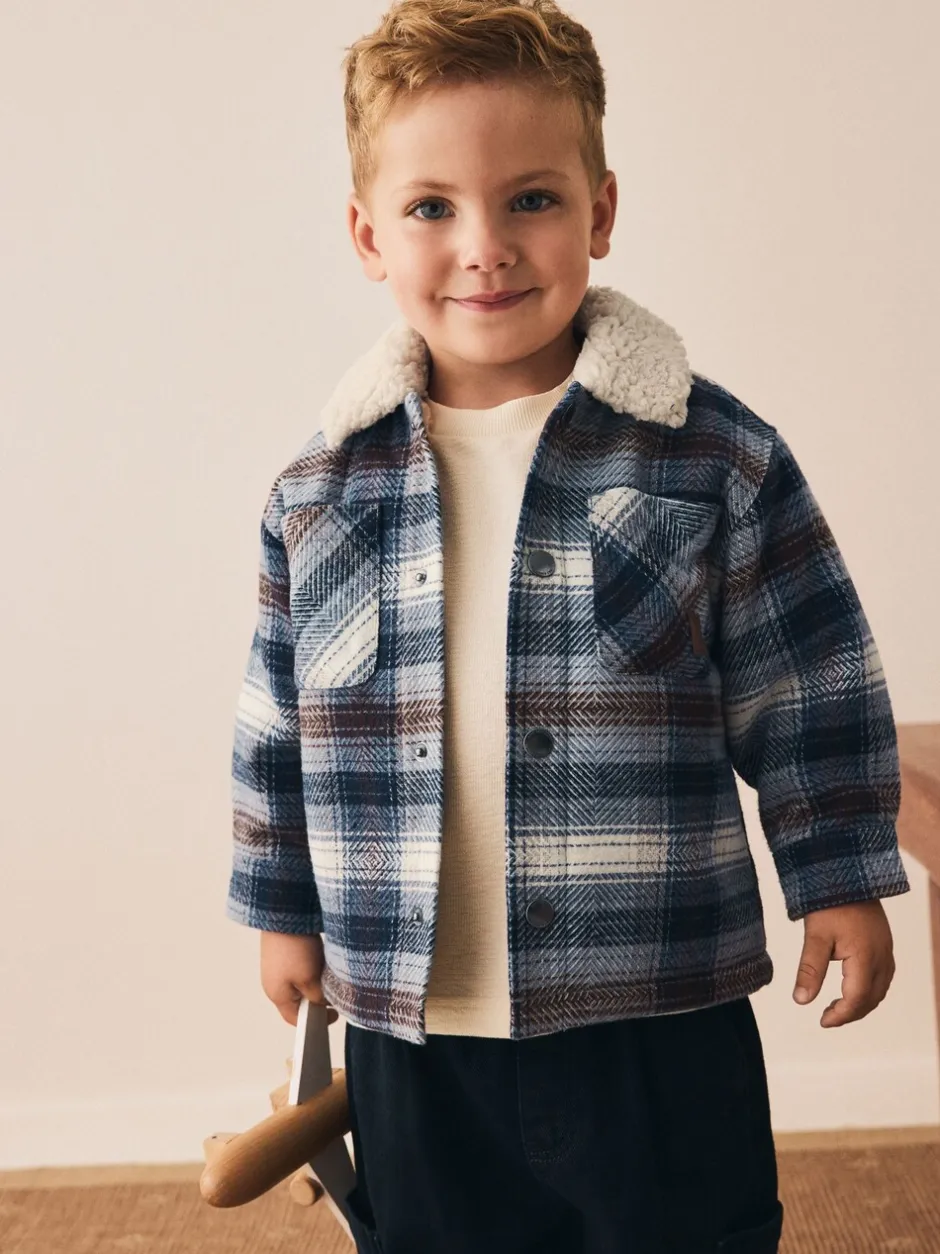 Jassen, Jacks En Kinderwagenpakjes|Jassen En Jacks*Next - Geruite shacket met borgvoering (3mnd -7jr) Blauw