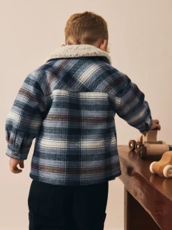 Jassen, Jacks En Kinderwagenpakjes|Jassen En Jacks*Next - Geruite shacket met borgvoering (3mnd -7jr) Blauw