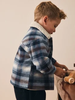 Jassen, Jacks En Kinderwagenpakjes|Jassen En Jacks*Next - Geruite shacket met borgvoering (3mnd -7jr) Blauw