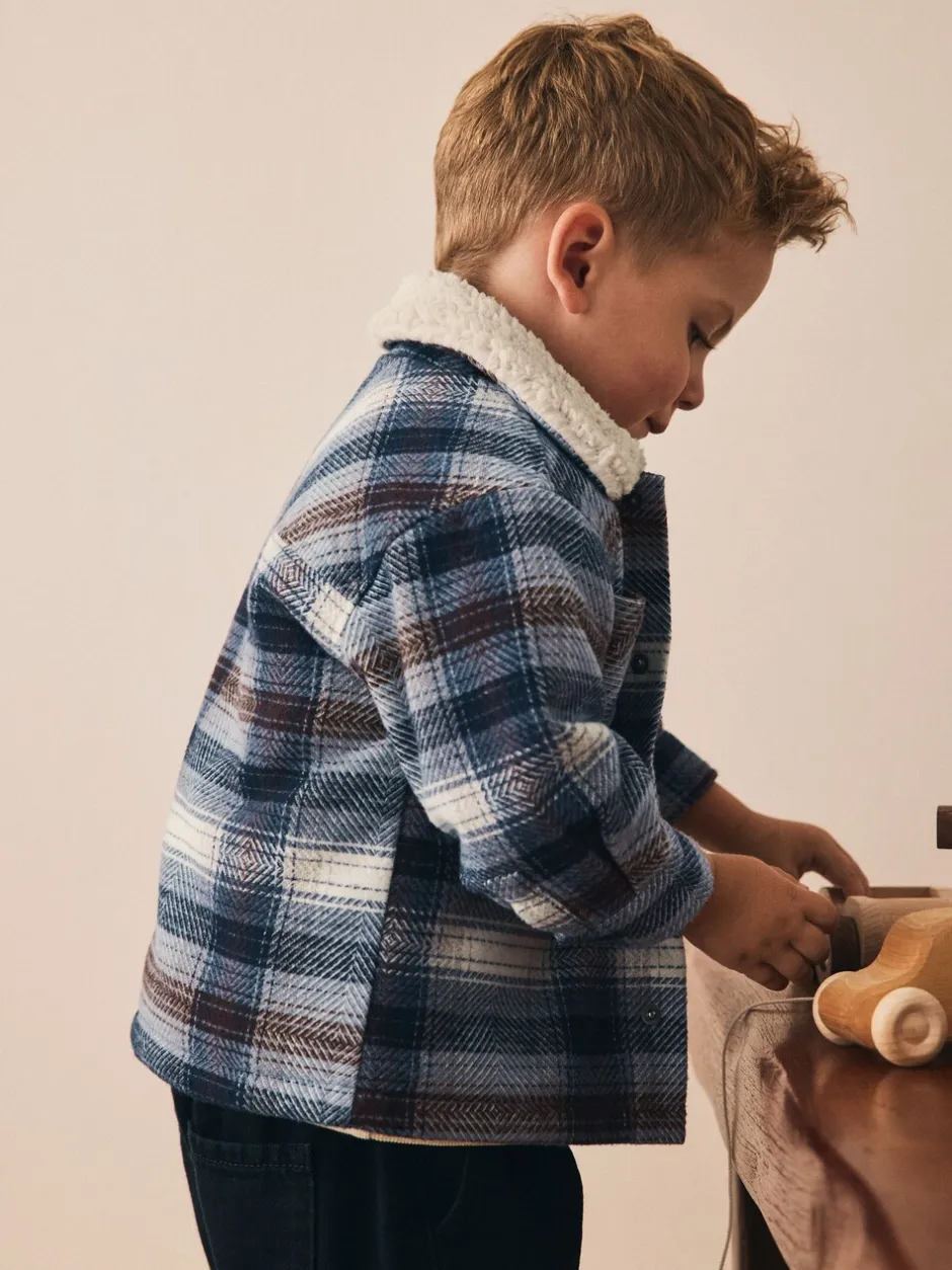 Jassen, Jacks En Kinderwagenpakjes|Jassen En Jacks*Next - Geruite shacket met borgvoering (3mnd -7jr) Blauw