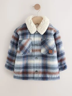 Jassen, Jacks En Kinderwagenpakjes|Jassen En Jacks*Next - Geruite shacket met borgvoering (3mnd -7jr) Blauw