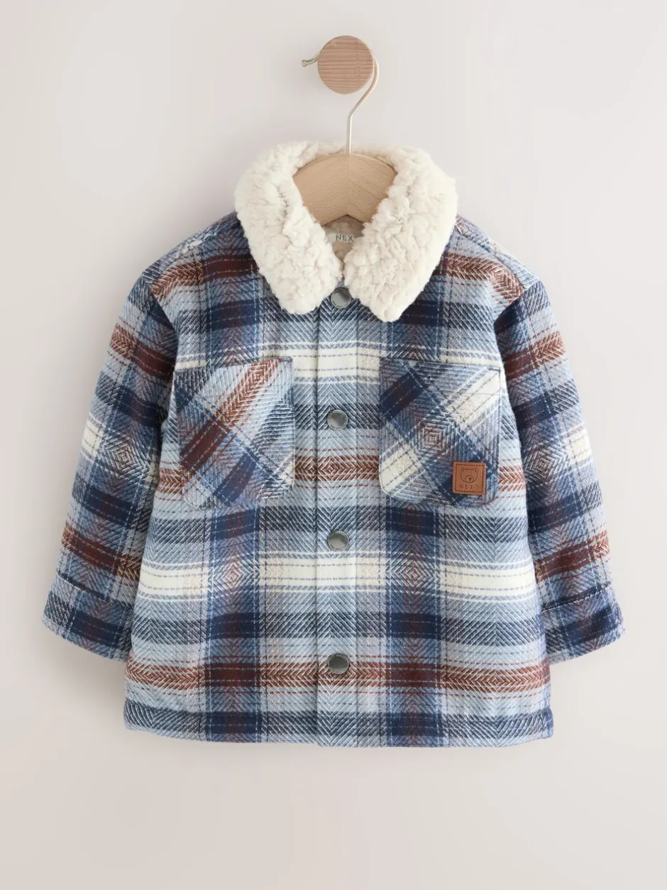Jassen, Jacks En Kinderwagenpakjes|Jassen En Jacks*Next - Geruite shacket met borgvoering (3mnd -7jr) Blauw