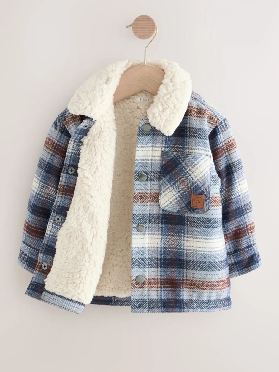 Jassen, Jacks En Kinderwagenpakjes|Jassen En Jacks*Next - Geruite shacket met borgvoering (3mnd -7jr) Blauw