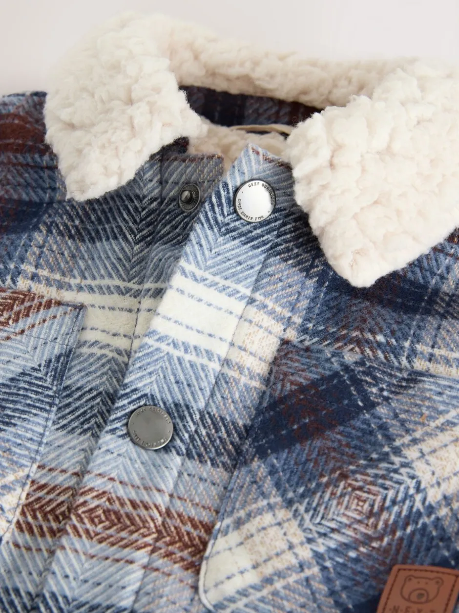 Jassen, Jacks En Kinderwagenpakjes|Jassen En Jacks*Next - Geruite shacket met borgvoering (3mnd -7jr) Blauw