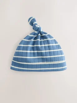 Mutsjes En Antikrabwantjes|Mutsen, Handschoenen En Sjaals|Next Blauw - Gestrikte top 100% katoenen hoeden verpakking van 3 (0 - 18 mnd)