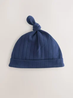 Mutsjes En Antikrabwantjes|Mutsen, Handschoenen En Sjaals|Next Blauw - Gestrikte top 100% katoenen hoeden verpakking van 3 (0 - 18 mnd)