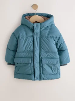 Jassen, Jacks En Kinderwagenpakjes|Jassen En Jacks*Next - Gewatteerde, regenbestendige jas met borgvoering (3mnd-7jr) Blauw