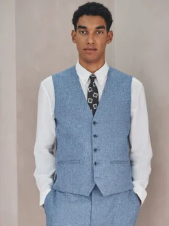 Vesten*Next - Gilet van linnenmix met textuur Blauw