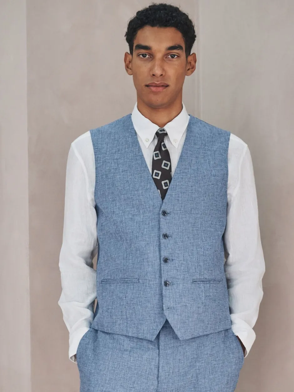 Vesten*Next - Gilet van linnenmix met textuur Blauw