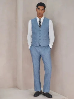 Vesten*Next - Gilet van linnenmix met textuur Blauw