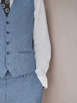 Vesten*Next - Gilet van linnenmix met textuur Blauw