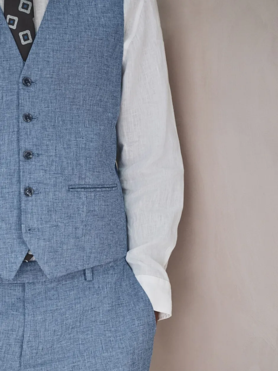 Vesten*Next - Gilet van linnenmix met textuur Blauw