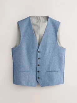 Vesten*Next - Gilet van linnenmix met textuur Blauw