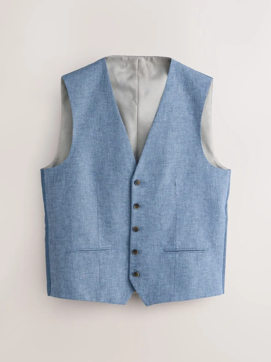 Vesten*Next - Gilet van linnenmix met textuur Blauw