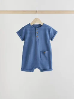 Sets En Combisets|Babypakjes En Babypyjama's*Next - Grootvader Knopen bij de hals 4 set Baby Rompertjes Blauw
