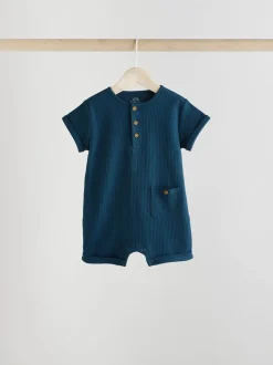 Sets En Combisets|Babypakjes En Babypyjama's*Next - Grootvader Knopen bij de hals 4 set Baby Rompertjes Blauw