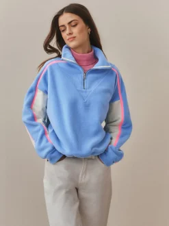 Hoody's En Sweatshirts|Next - Half Zip Fleece with Colourblock Panels Blauw