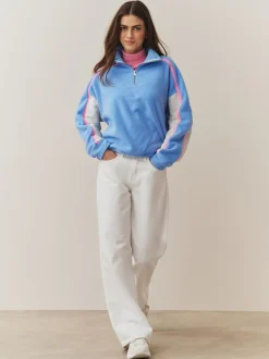 Hoody's En Sweatshirts|Next - Half Zip Fleece with Colourblock Panels Blauw