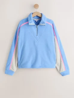 Hoody's En Sweatshirts|Next - Half Zip Fleece with Colourblock Panels Blauw