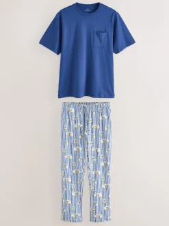 Pyjama's*Next Blauw - Hamish the Highland Cow Jersey Short Sleeve Pyjamas Set