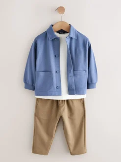 Jassen En Jacks|Broeken En Chino's|Next - Jersey Shirt T-Shirt and Joggers 3 Piece Set (3mths-7yrs) Blauw