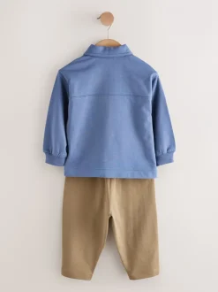 Jassen En Jacks|Broeken En Chino's|Next - Jersey Shirt T-Shirt and Joggers 3 Piece Set (3mths-7yrs) Blauw