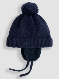 Mutsen, Handschoenen En Sjaals*Jojo Maman Bébé Blauw - Cosy Pom Pom Rib Hat