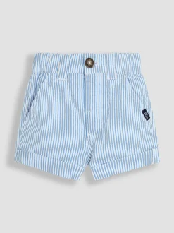 Shorts*Jojo Maman Bébé - Seersucker gestreepte short van 100% katoen Blauw