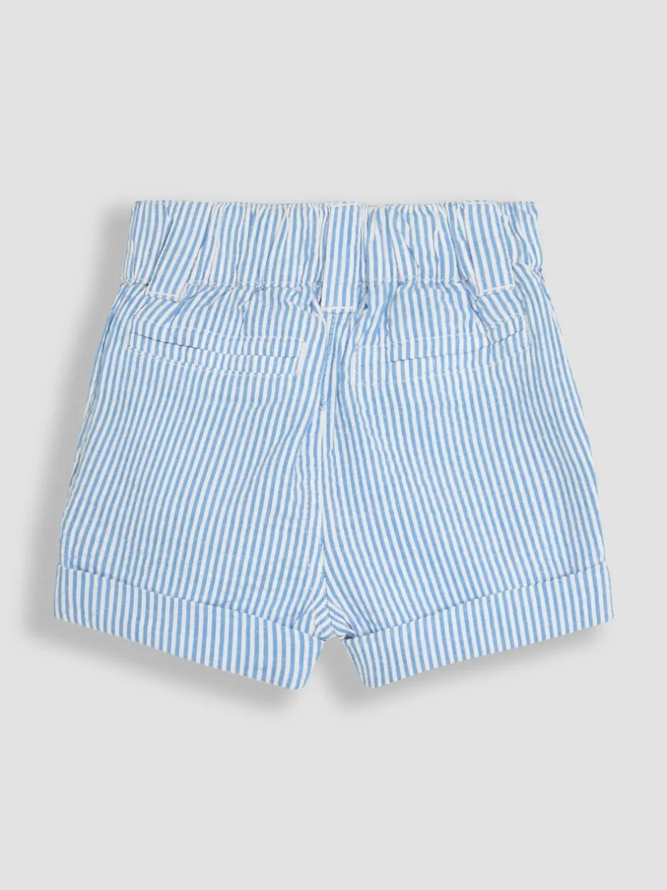 Shorts*Jojo Maman Bébé - Seersucker gestreepte short van 100% katoen Blauw