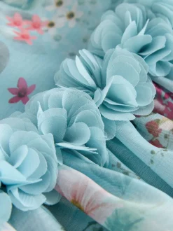 Jurken|Gelegenheidskleding*Next - Jurk met bloemencorsage (3mnd -8jr) Blauw
