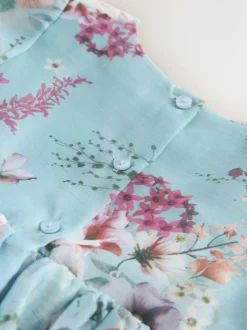 Jurken|Gelegenheidskleding*Next - Jurk met bloemencorsage (3mnd -8jr) Blauw