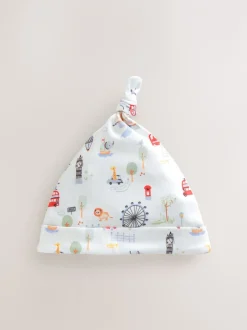 Mutsjes En Antikrabwantjes|Mutsen, Handschoenen En Sjaals|Next Blauw - London set van 3 Baby Hoeden met Stropdas bovenkant (0-18mnd)