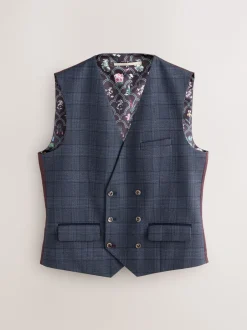 Vesten*Next Blauw - Maatgesneden kostuum met ruit: herenvest