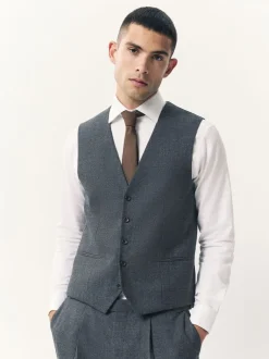 Vesten|Next - Merino Wool Blend Suit Waistcoat Blauw